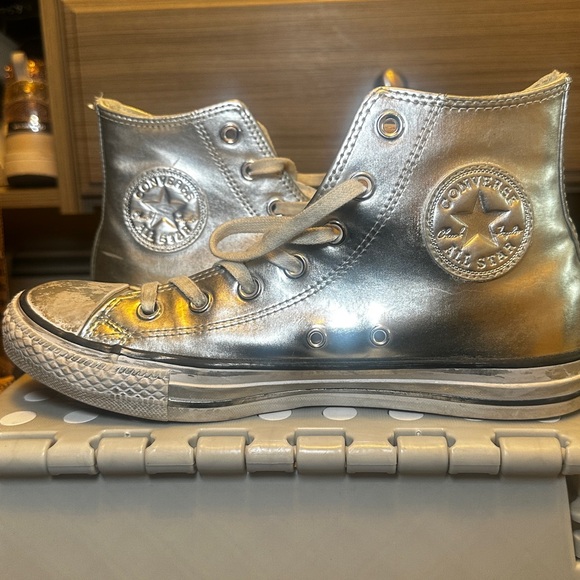 Converse Shoes - Converse Metallic Silver High-Tops